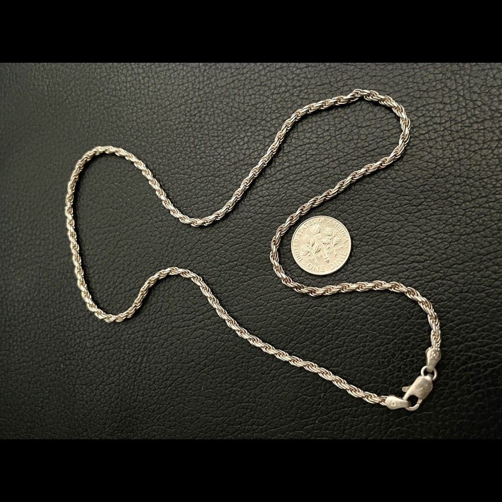 Italian Sterling Silver .925 Rope Style Necklace - Picture 5 of 6